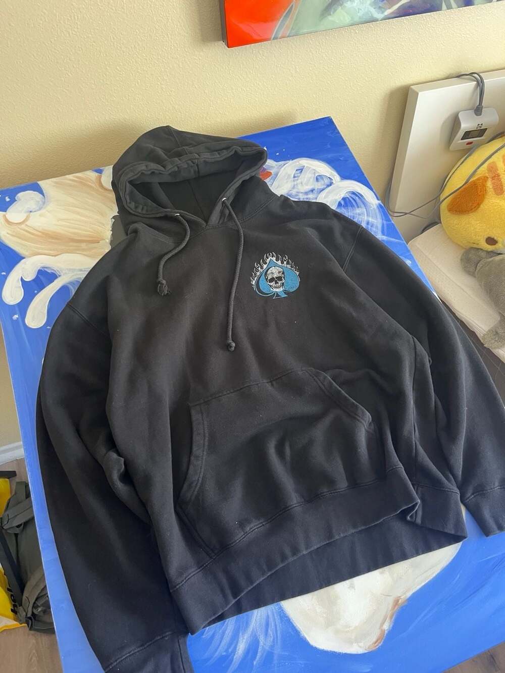 Landers California Skull Spade Graphic Hoodie Black Size Large
